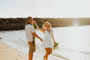 Couple dancing at beach