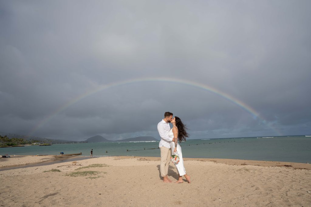 Couples in the shade of rainbow