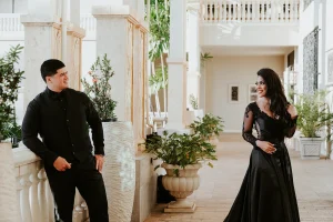 Wedding photoshoot in black dress