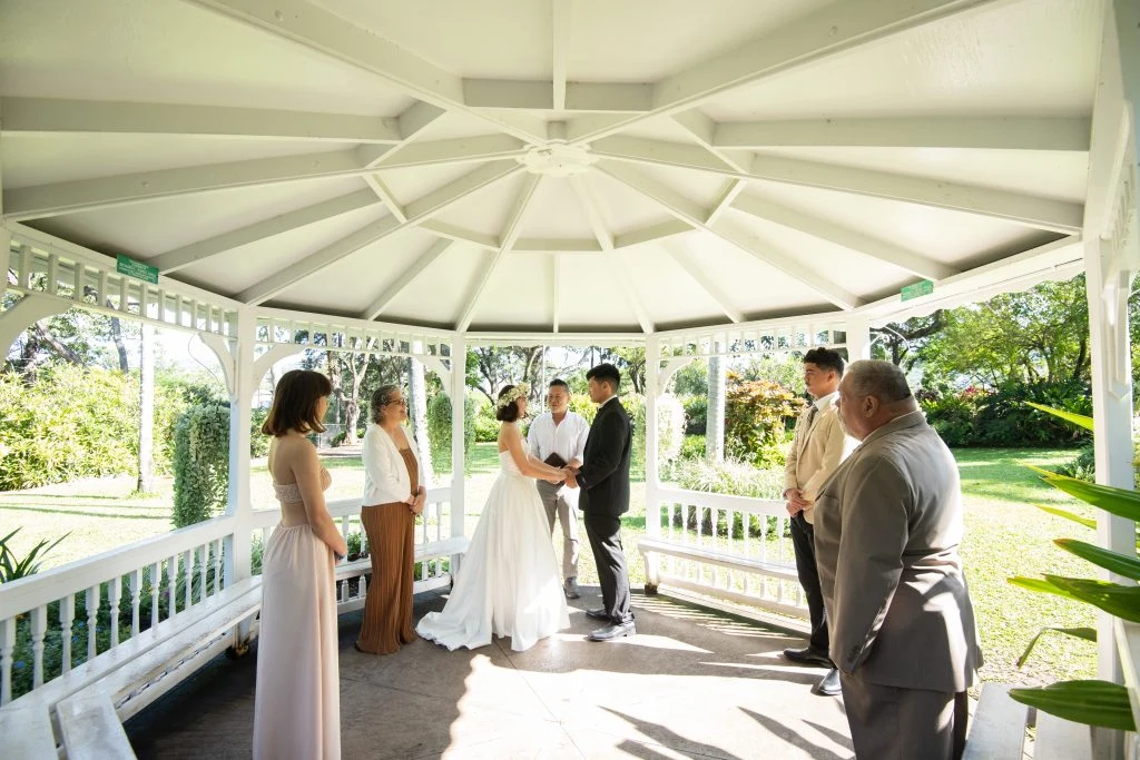 Intimate garden wedding ceremony