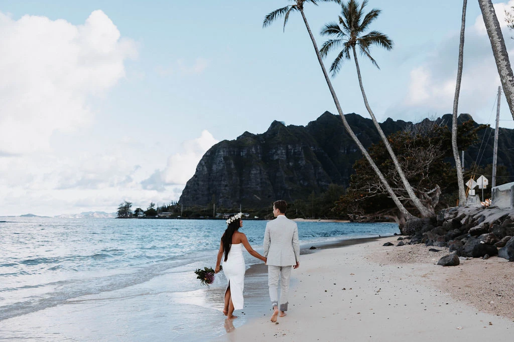 Couple walking on beach