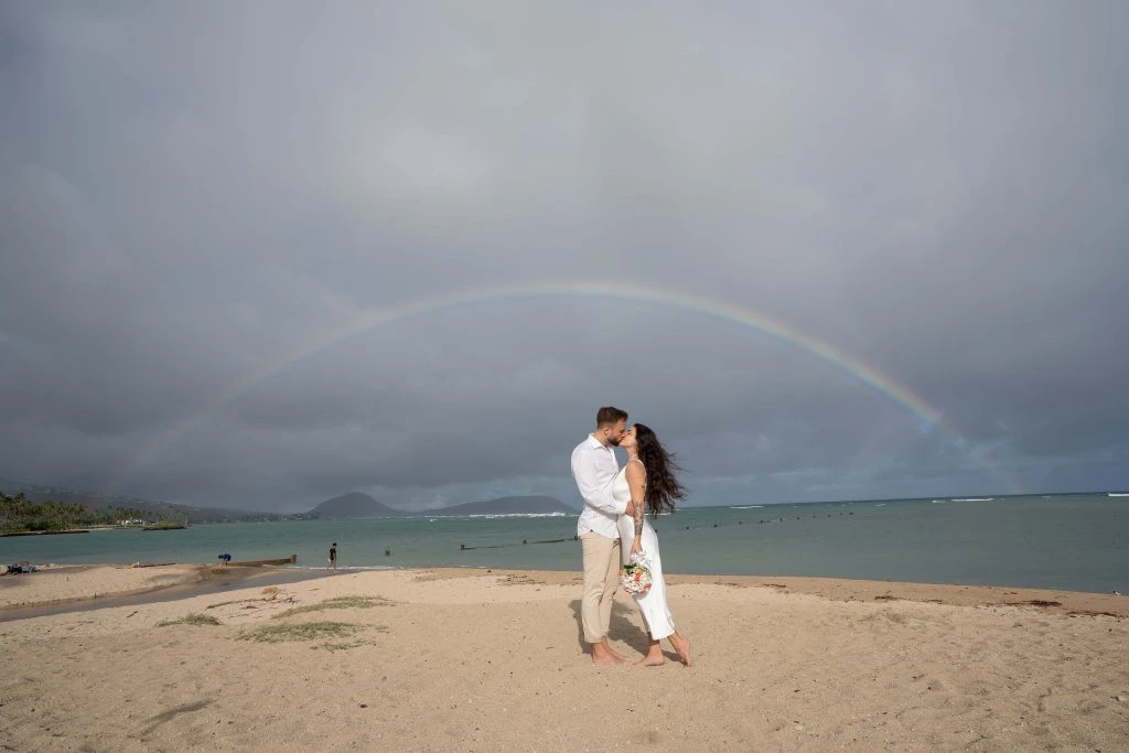 Couples in the shade of rainbow