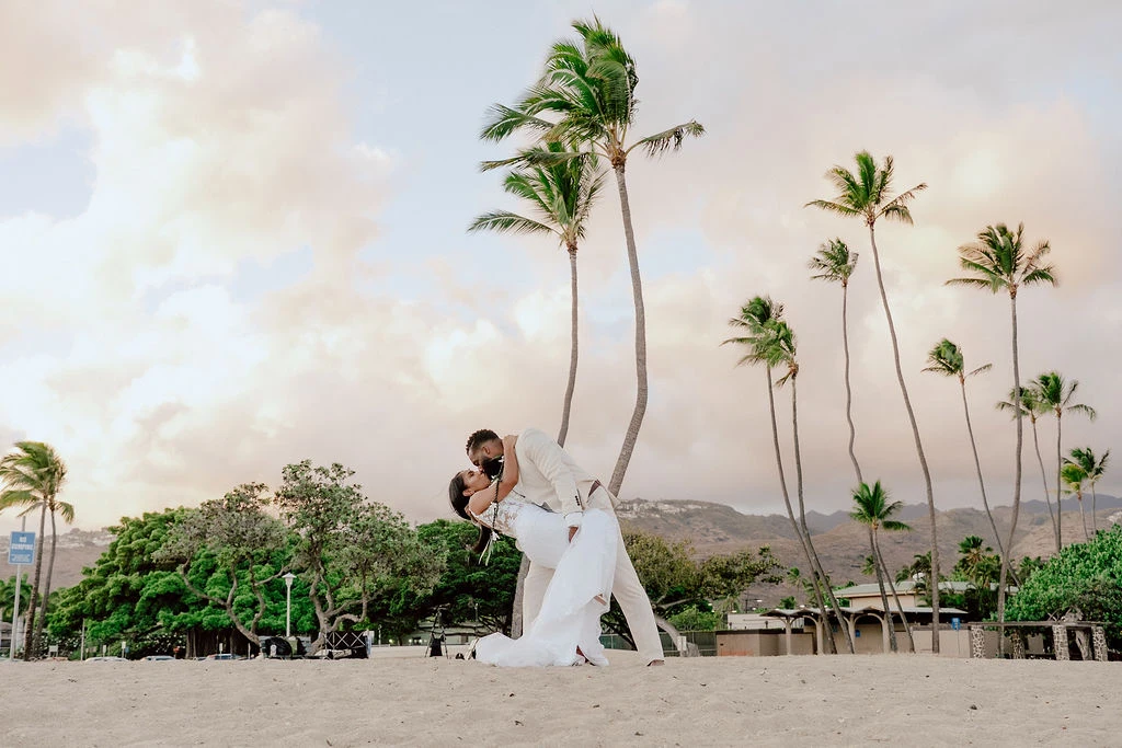 Couple kissing on beach